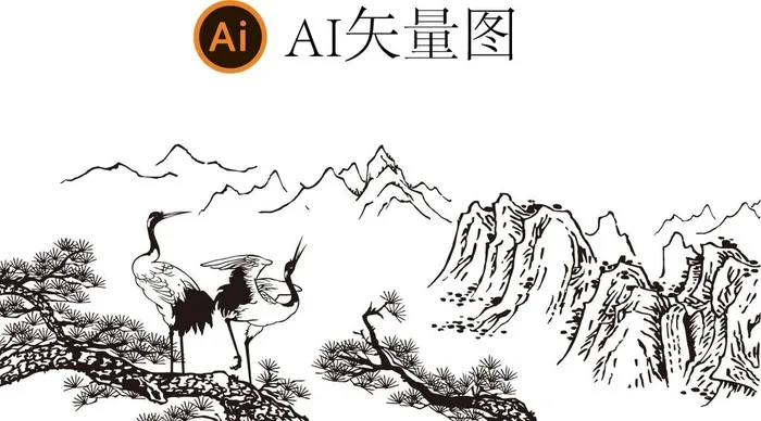 仙鹤图片ai矢量模版下载