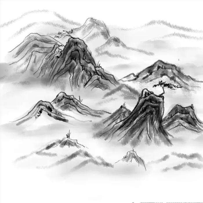 山水图片(2000x2000)psd模版下载