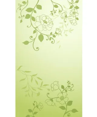 手绘插画 淡绿背景 绿叶花朵图片