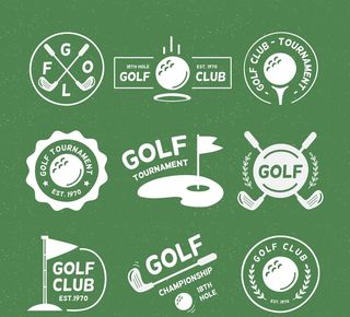 9款白色高尔夫元素标志矢量图图片