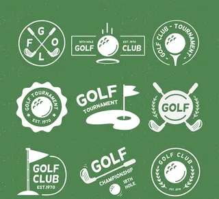 9款白色高尔夫元素标志矢量图图片