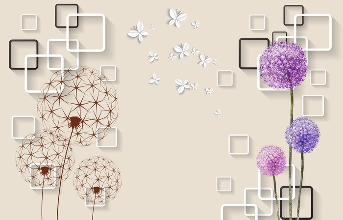 蒲公英几何背景墙图片