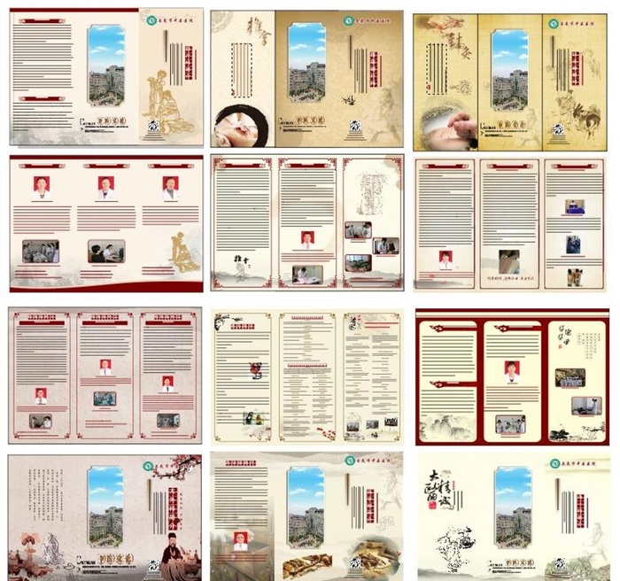 中医六个科室三折页未转曲图片cdr矢量模版下载