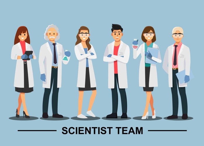卡通科学家团队插画图片