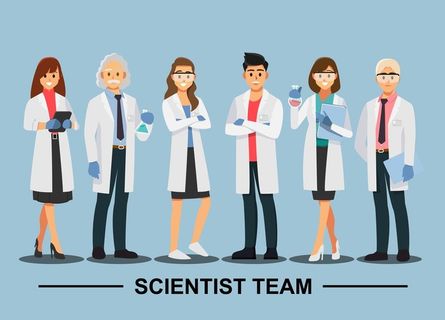 卡通科学家团队插画图片