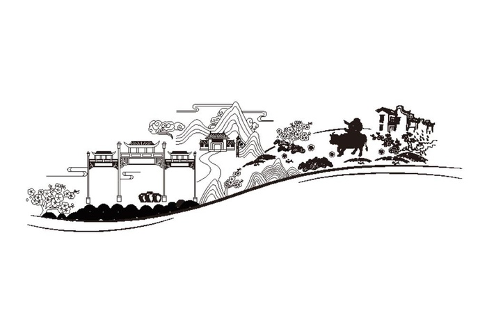 杏花村线条图片ai矢量模版下载