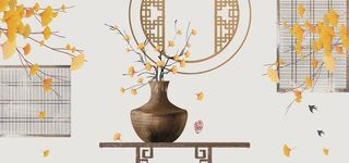 中式室雅兰香花瓶水墨画图片