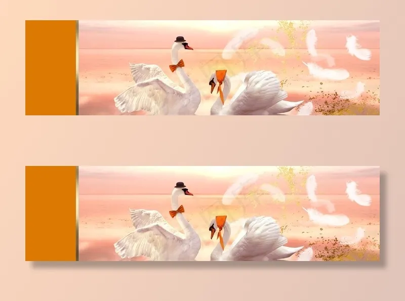 唯美天鹅羽毛床头画图片(8858x2657)psd模版下载