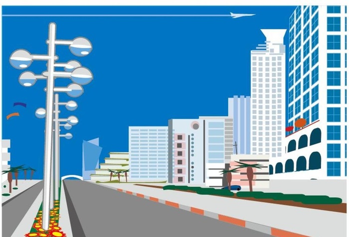 城市插画矢量图片