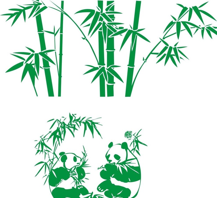 竹子 大熊猫图片cdr矢量模版下载