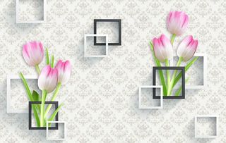 郁金香立体背景墙图片
