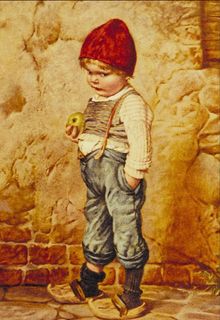 油画淘气小男孩图片