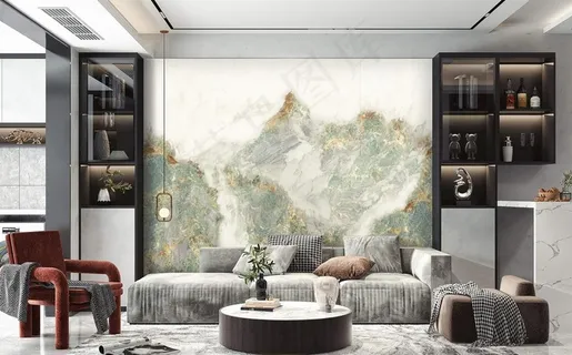 岩板背景墙电视瓷砖背景墙效果图图片