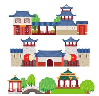 卡通建筑楼阁         图片