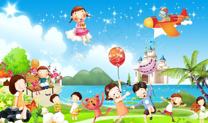 幼儿园卡通图图片psd模版下载