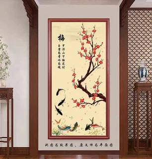 新中式水墨梅花玄关画图片 新中式水墨梅花玄关画图片