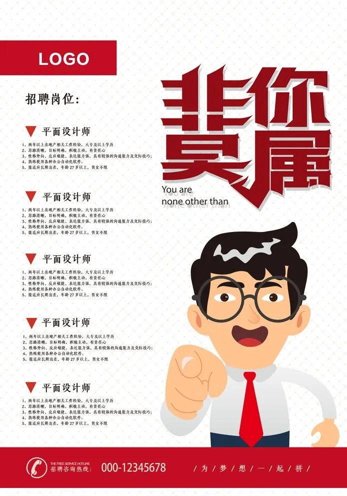 招聘海报图片(3543x5218)psd模版下载