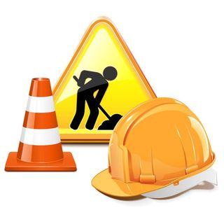 道路施工标志图片