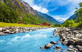 山谷河流风景图片