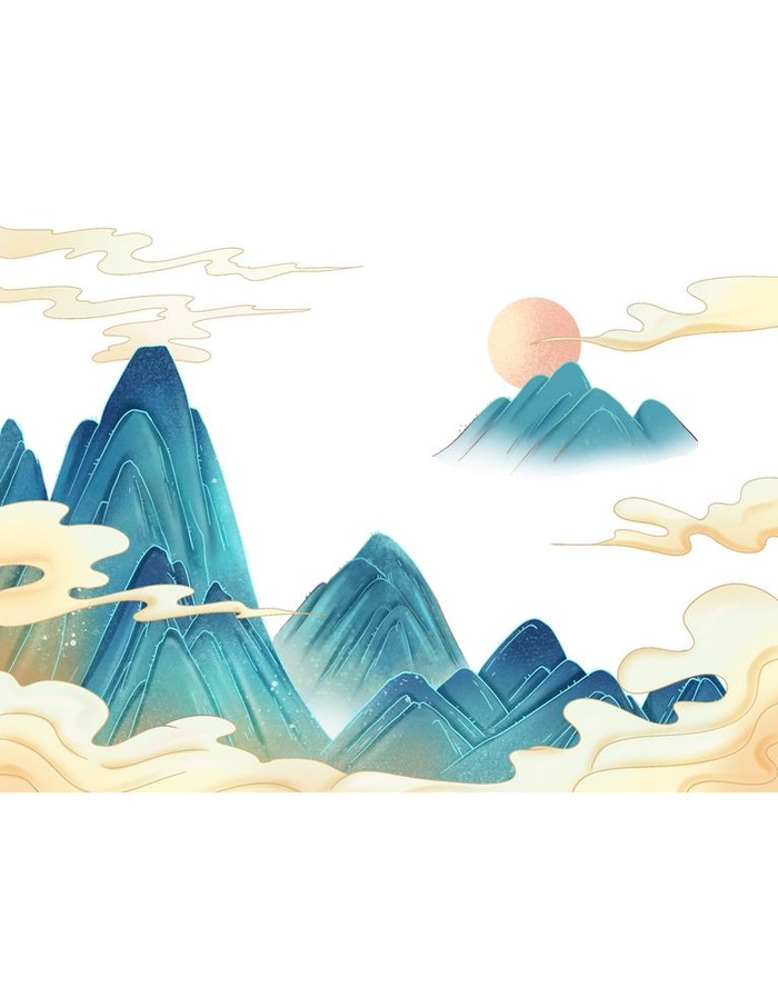 国潮山水素材图片(1500x3200)psd模版下载