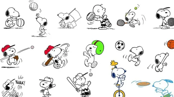 史努比卡通运动人物矢量图图片