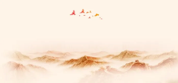 长城背景图片(3937x1969)psd模版下载