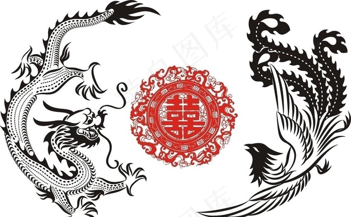 龙凤 龙凤共鸣图片cdr矢量模版下载