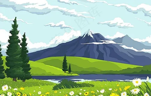 春光明媚风景画图片