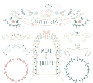 手绘可爱婚礼装饰图片