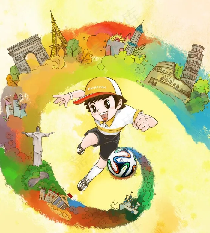 世界杯强国插画图片psd模版下载