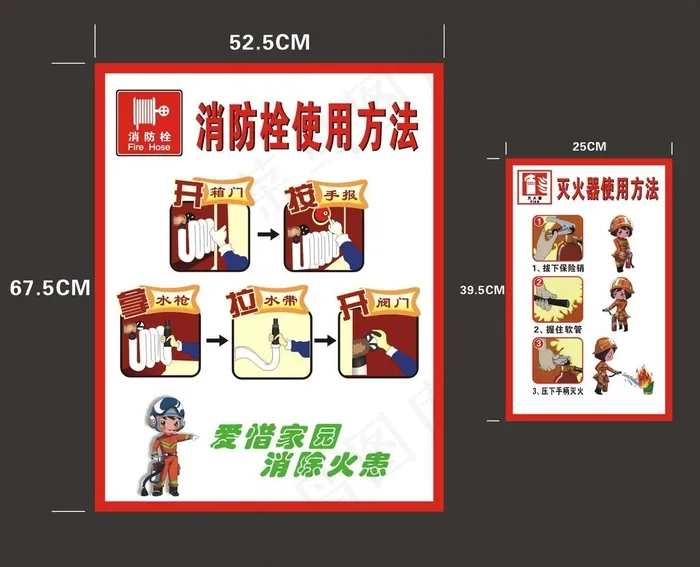 消防栓使用方法图片cdr矢量模版下载