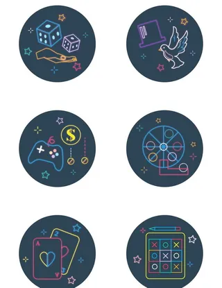 卡通手绘线条霓虹灯娱乐中奖喜剧图片