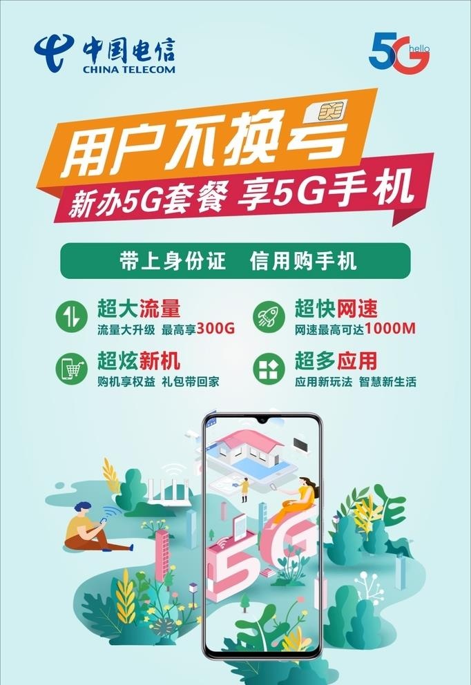 5G电信海报图片cdr矢量模版下载