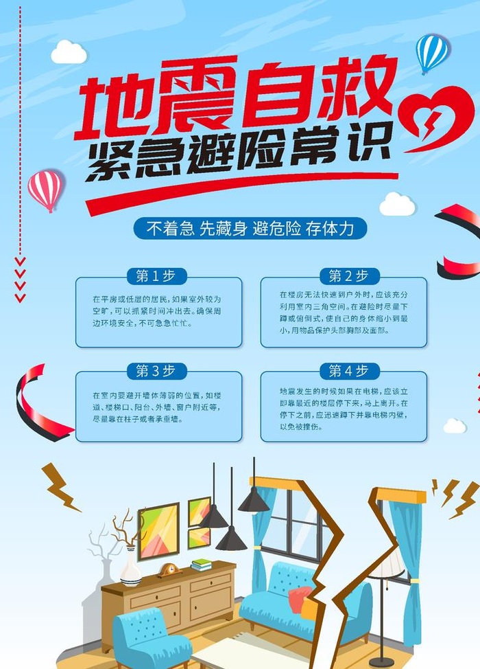 地震 自救图片ai矢量模版下载