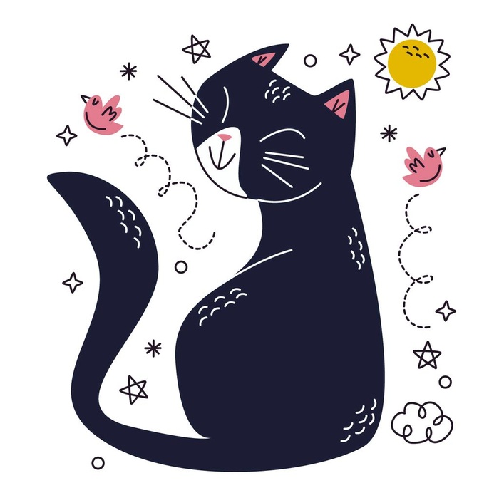 猫咪 插画图片ai矢量模版下载