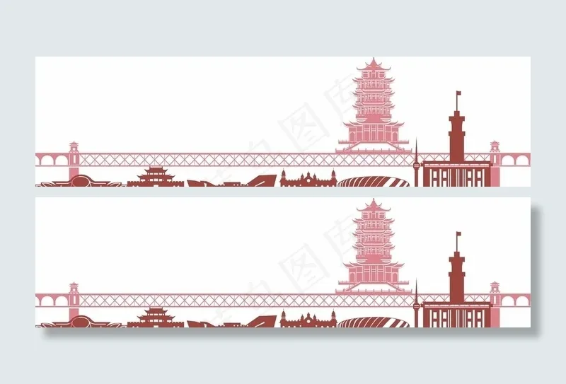 武汉建筑剪影图片ai矢量模版下载