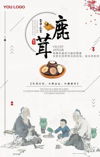 中药养生鹿茸海报图片