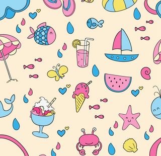 夏日元素无缝背景图片