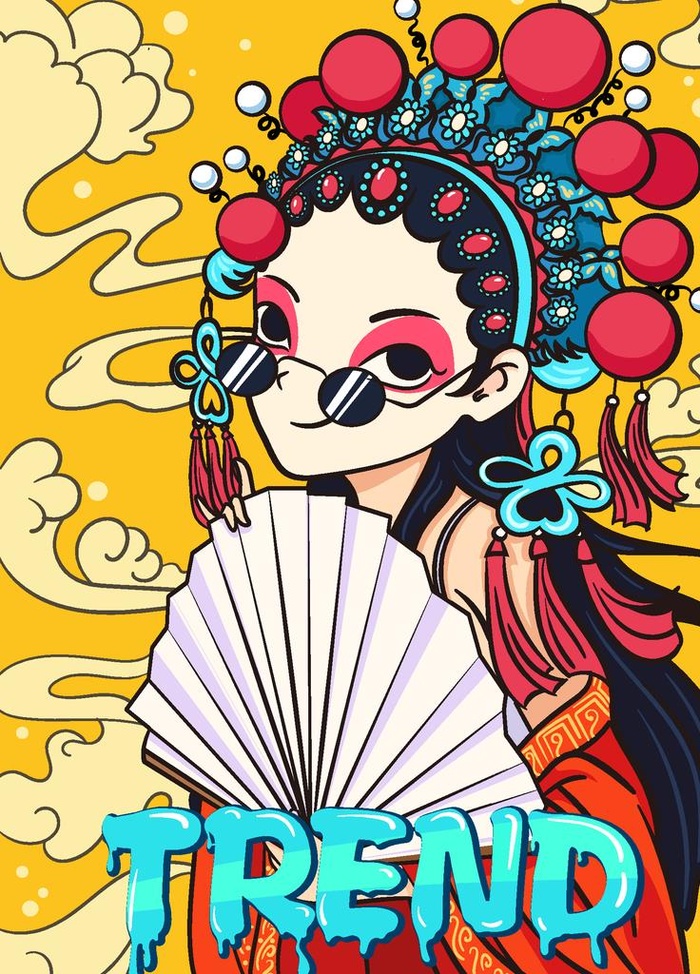国潮京剧插画图片