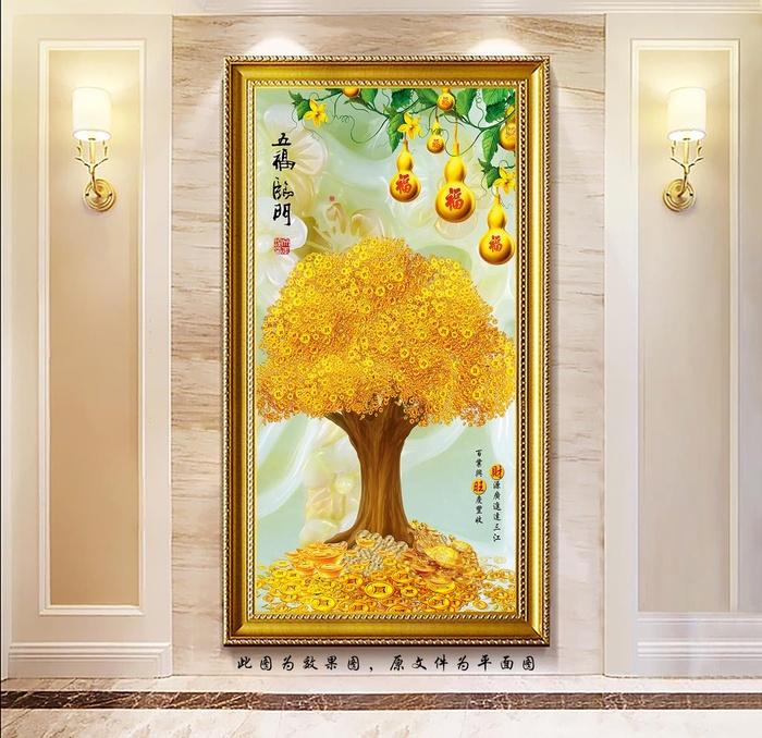 黄金发财树玄关画图片