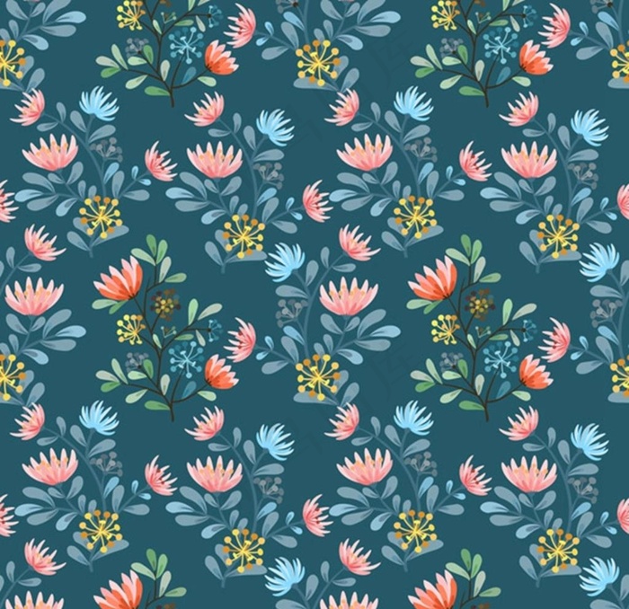 深蓝花卉背景图片