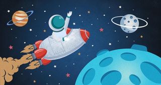 卡通火箭环游宇宙系图片