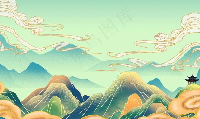 国潮风背景图片psd模版下载