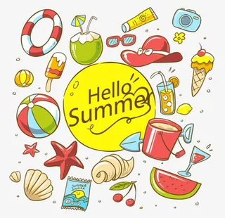 夏天暑假海边出游元素图片