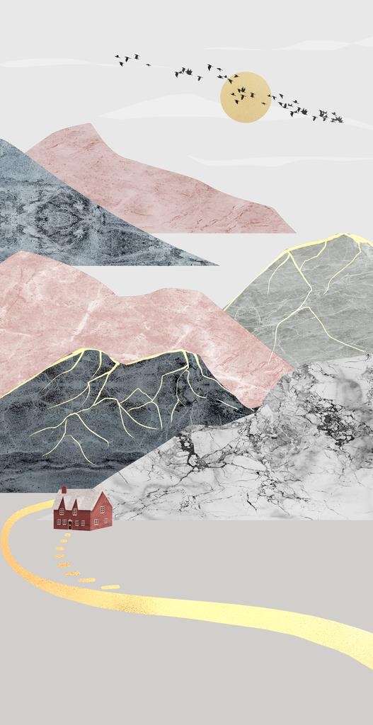 抽象山水意境装饰画图片