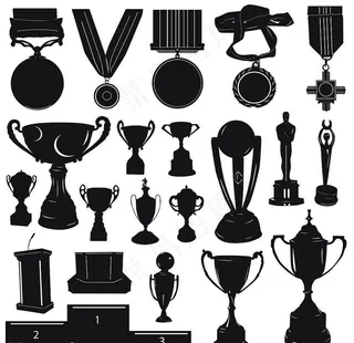奖牌奖杯剪影图片