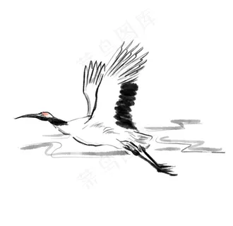 手绘水墨仙鹤免抠PNG设计元素图片 手绘水墨仙鹤免抠PNG设计元素图片