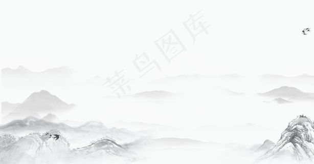 中国风山水水墨画古风国画展板图片