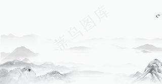 中国风山水水墨画古风国画展板图片