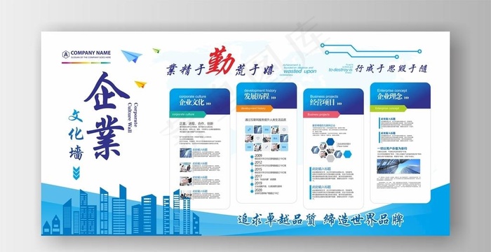 企业文化墙图片cdr矢量模版下载